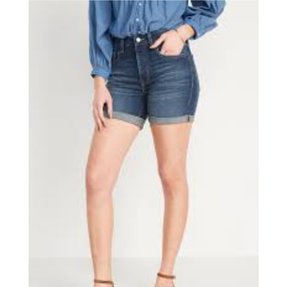 Old Navy Denim‎ Shorts High-Rise Cuffed O.G. Straight Secret Smooth Pockets 16